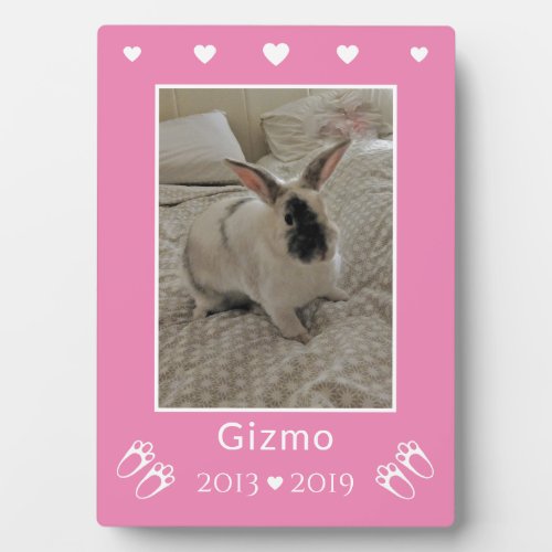 Bunny Rabbit Photo Memorial For Child  Pink Plaque