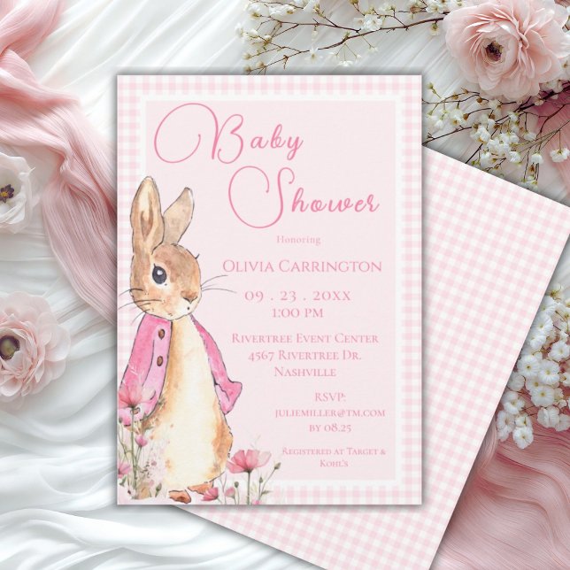 Bunny Rabbit Pink Baby Shower Invitation (Creator Uploaded)