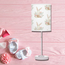 Bunny Rabbit Pink Flowers Table Lamp