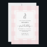 Bunny Rabbit Pink Gingham 1st Birthday Invitation<br><div class="desc">Celebrate your baby's first birthday with this classic gingham invitation. The design features a timeless gingham design and a hand-drawn rabbit. The script "first birthday" heading is an image that cannot be edited. The heading image can be resized to fit any invitation size. All of the other text is fully...</div>