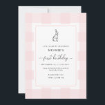 Bunny Rabbit Pink Gingham 1st Birthday Invitation<br><div class="desc">Celebrate your baby's first birthday with this classic gingham invitation. The design features a timeless gingham design and a hand-drawn rabbit. The script "first birthday" heading is an image that cannot be edited. The heading image can be resized to fit any invitation size. All of the other text is fully...</div>