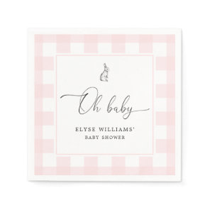 Bunny Rabbit Pink Gingham Oh Baby Paper Napkin