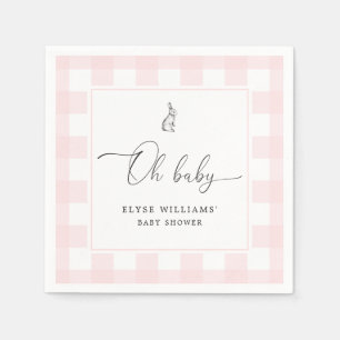 Bunny Rabbit Pink Gingham Oh Baby Paper Napkin