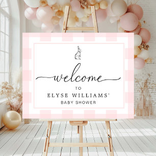 Bunny Rabbit Pink Gingham Welcome Sign