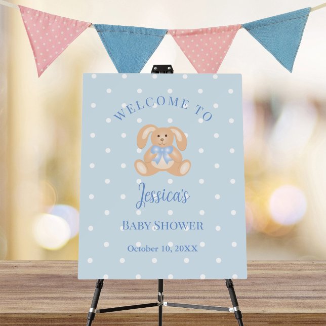 Bunny Rabbit Polka Dots Boy Baby Shower Welcome Foam Board (Creator Uploaded)