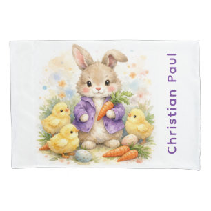 Bunny Rabbit Purple Jacket Baby Shower Gift Pillow Case