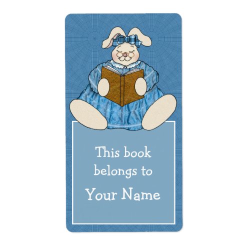 Bunny Rabbit Reading for Kids Bookplate