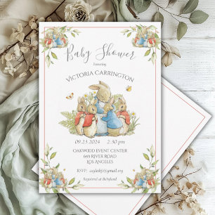 Bunny Rabbit Red Baby Shower Invitation