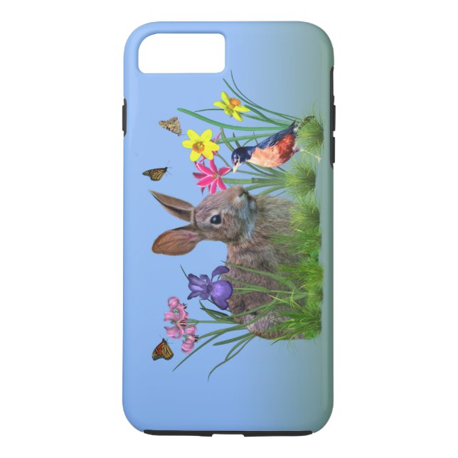Bunny Rabbit,  Robin, and Flowers, Customizable Case-Mate iPhone Case (Back)