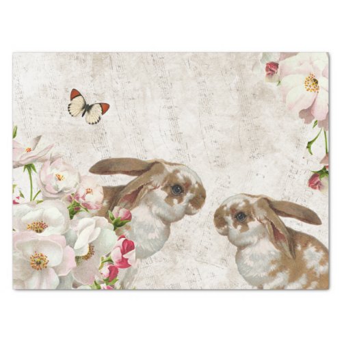 Bunny Rabbit Rose Flower Music Decoupage Easter    Tissue Paper
