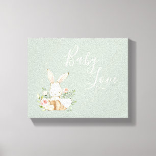 Bunny Rabbit Sage Green Watercolor Canvas Print