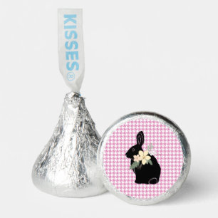 Bunny Rabbit Silhouette Flowers Pink Houndstooth Hershey®'s Kisses®