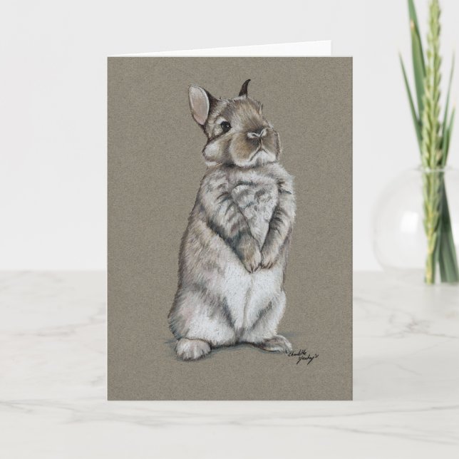 Bunny Rabbit Sitting Art Greeting Card (Front)