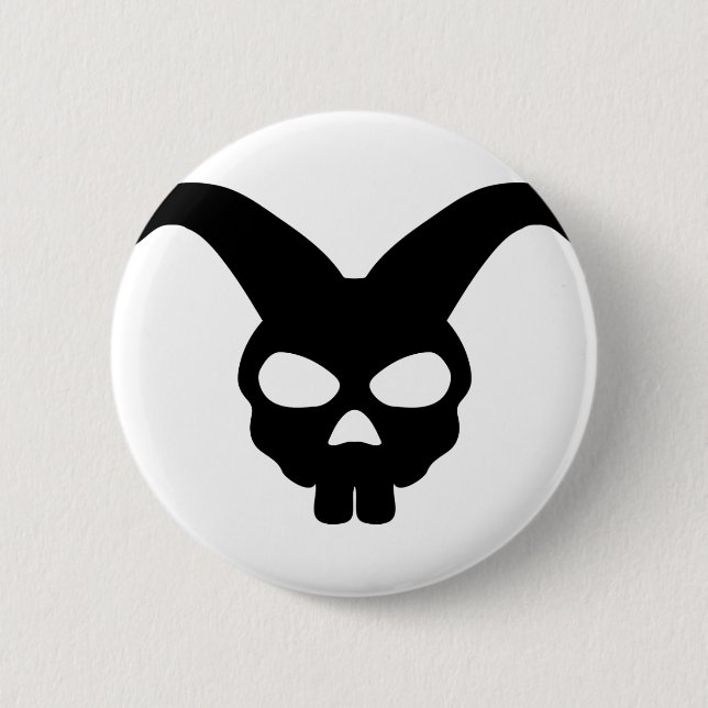 Bunny Rabbit Skull Pinback Button (Front)