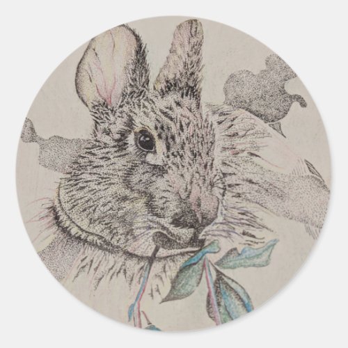 bunny rabbit stickers Easter bunny stickers Arts Classic Round Sticker