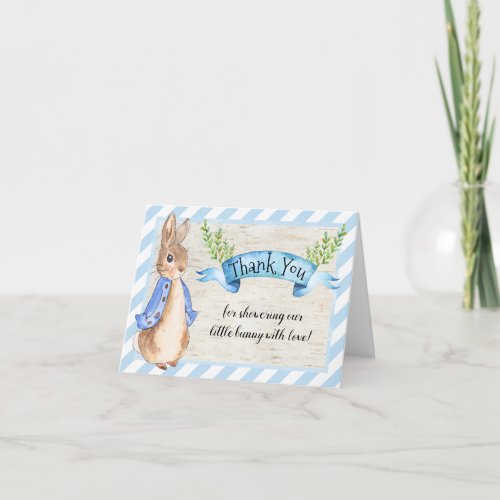 Bunny Rabbit Thank You Card Boy Baby Shower