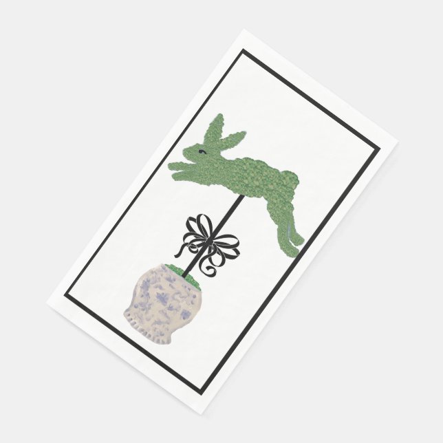 Bunny Rabbit Topiary Ginger Jar art print  Paper Guest Towels (Corner)