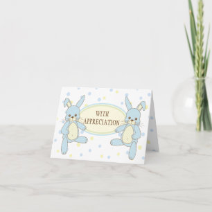 Bunny Rabbit Twins Thank You Notecard