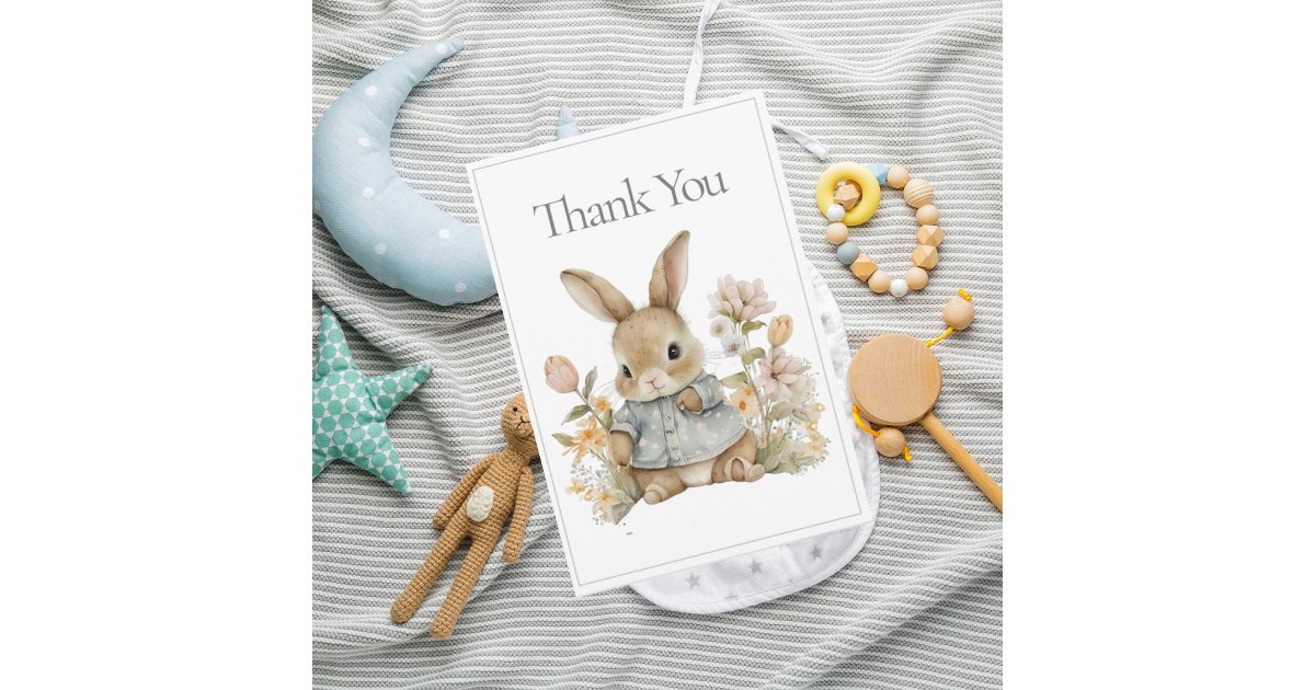 Bunny Rabbit Watercolor Baby Thank You | Zazzle
