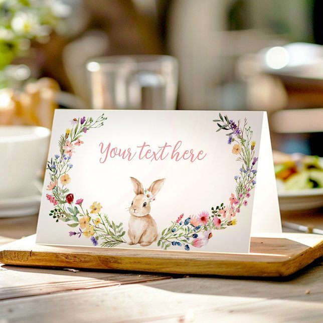 Bunny Rabbit Wildflower Birthday Party Food Tent Place Card (Creator Uploaded)