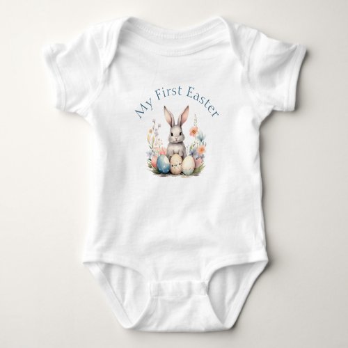 Bunny Rabbit Wildflowers First Easter Baby Bodysuit