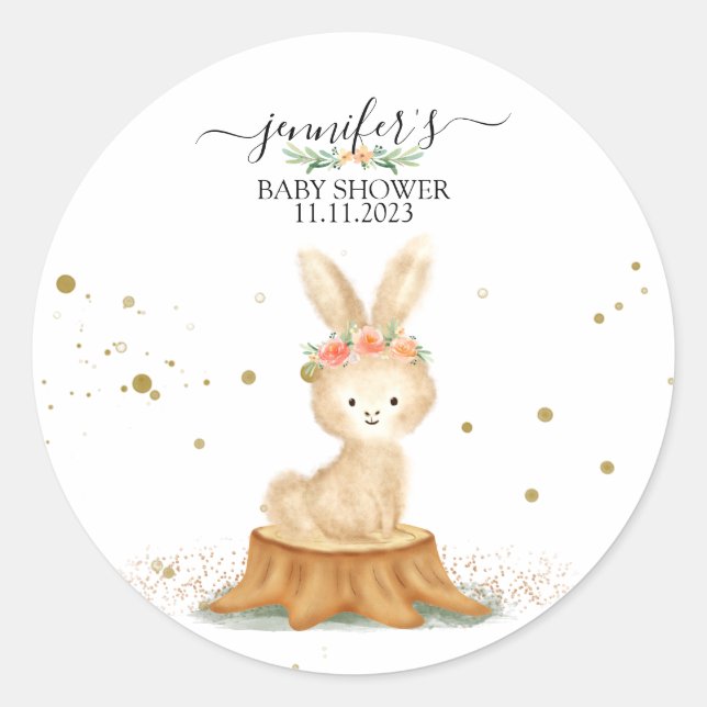 Bunny Rabbit wildlife forest baby Classic Round Sticker (Front)
