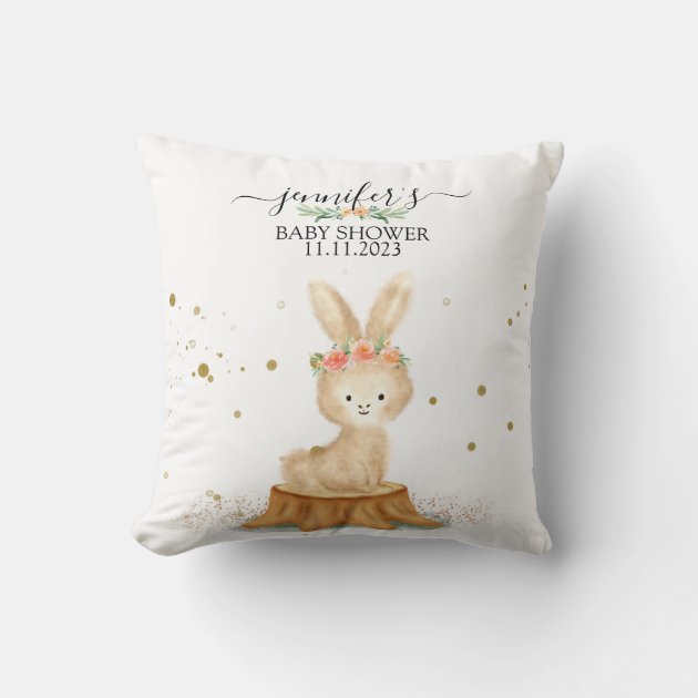 Bunny Rabbit wildlife forest baby gift Throw Pillow