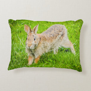 Bunny Rabbit Wildlife Green Nature Accent Pillow
