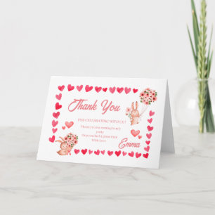 Bunny rabbit with Heart birthday  Thank You Card