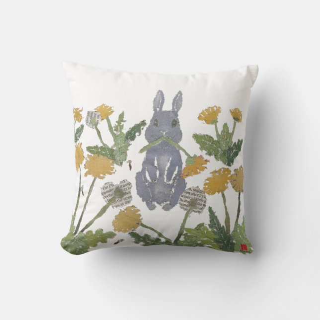 Bunny, Rabbit, Woodland Throw Pillow (Front)
