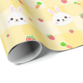 Bunny Rabbit Yellow Plaid Carrots | Easter Holiday Wrapping Paper (Roll Corner)