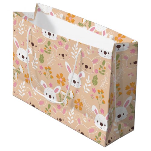 Bunny Rabbits and Flowers Pattern  Large Gift Bag