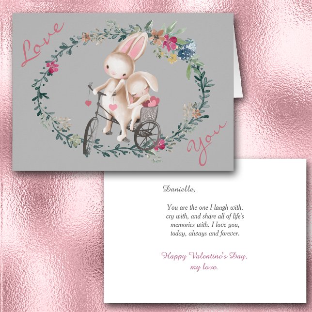 Bunny Rabbits Bicycle Romantic Valentine Cards (Creator Uploaded)