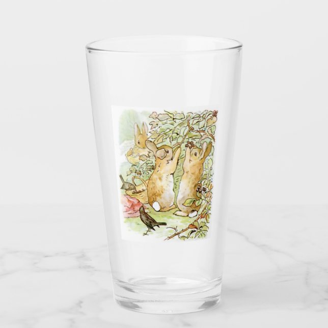 Bunny Rabbits: Blackberry Picking (Beatrix Potter) Glass (Front)