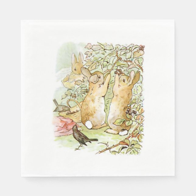 Bunny Rabbits: Blackberry Picking (Beatrix Potter) Napkins (Front)