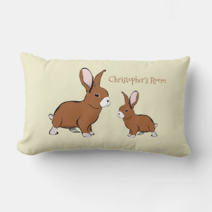 Bunny Rabbits Cute Animals Pets Optional Name Kids Lumbar Pillow