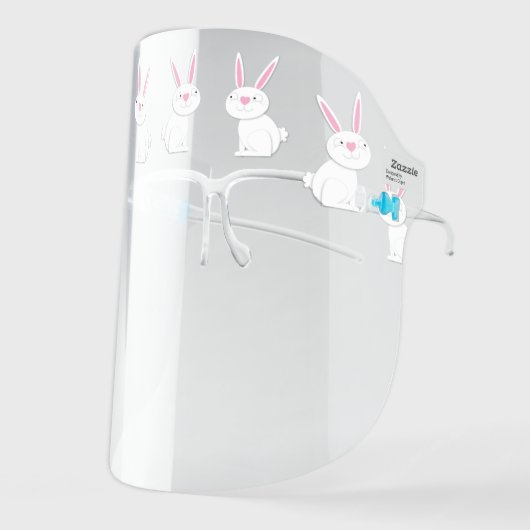 Bunny Rabbits Cute Cartoon Face Shield (Front Left)