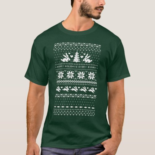 Bunny Rabbits Cute Christmas Sweater Style T_Shirt