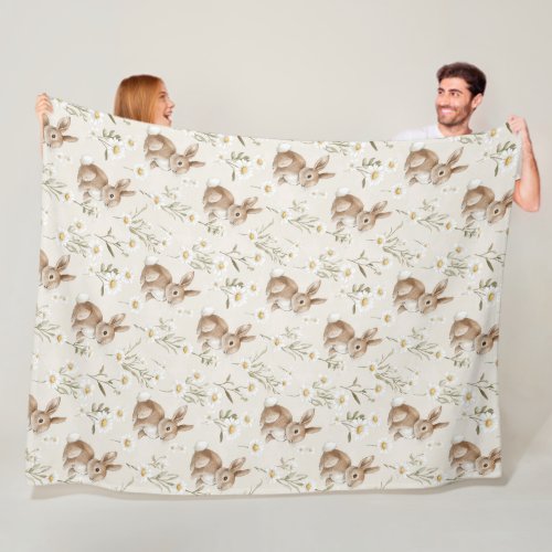 Bunny Rabbits Daisy Flowers