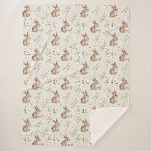 Bunny Rabbits Daisy Flowers