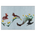 Bunny Rabbits Floral Nature Cutting Board