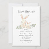Bunny Rabbits Green Modern Baby Shower Invitation (Front)