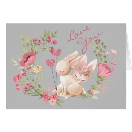 Bunny Rabbits Pink Wreath Romantic Valentine