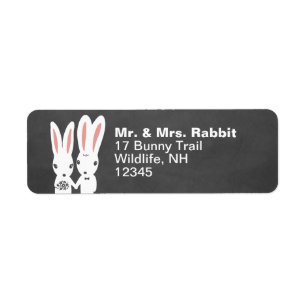 Bunny Rabbits Wedding Couple Return Address Label