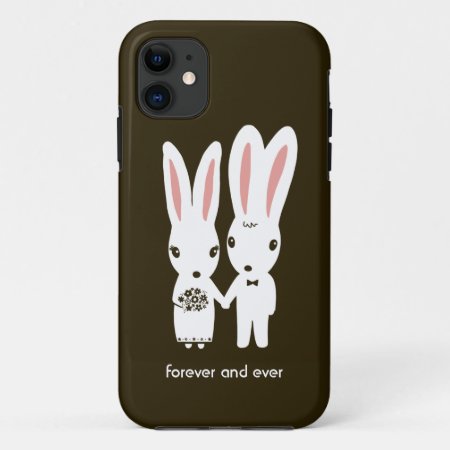 Bunny Rabbits Wedding Couple With Text Iphone 11 Case