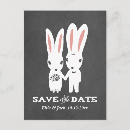 Bunny Rabbits Wedding Save the Date Announcement Postcard