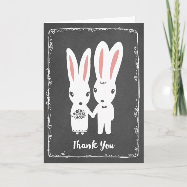 Bunny Rabbits Wedding Thank You Card (Front)