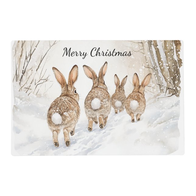 Bunny Rabbits Woods Christmas Placemat (Front)