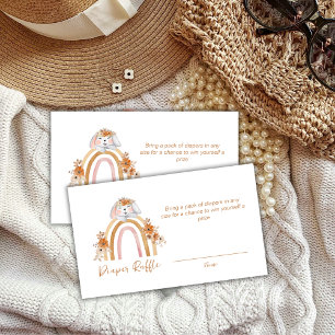 Bunny Rainbow Floral Diaper Raffle Baby Shower  Enclosure Card