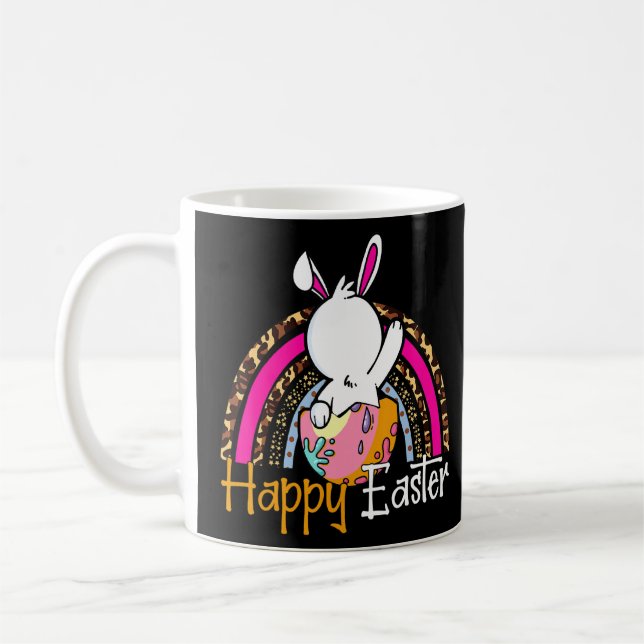 Bunny Rainbow Happy Easter Day Funny Bunny  Coffee Mug (Left)